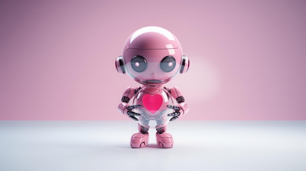 Фото Розовый маленький робот-карикатурный персонаж