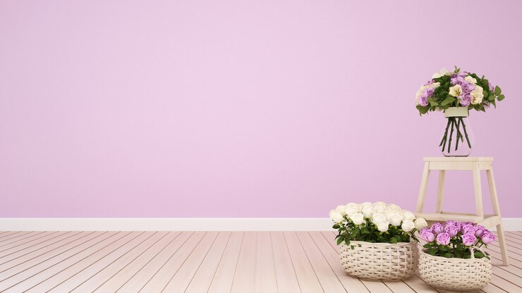ピンクのリビングルームまたはコーヒーショップの装飾花