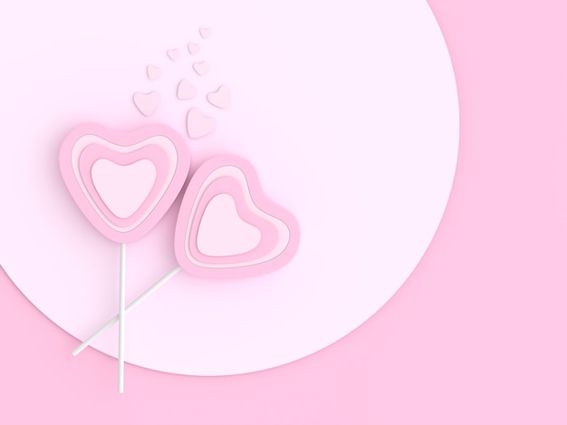 카드 발렌타인 핑크 롤리팝 하트 모양