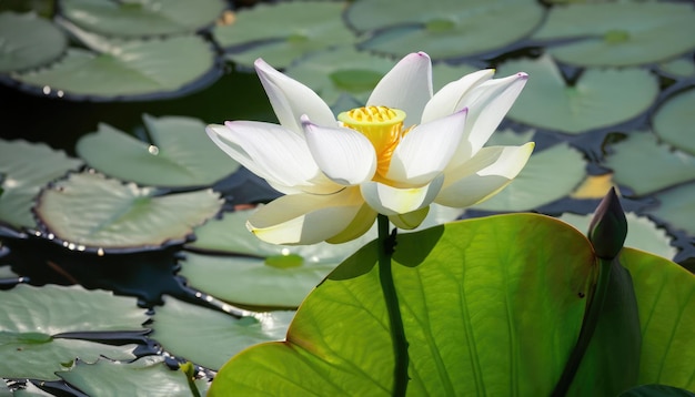 Pink lotus blooming in the pond