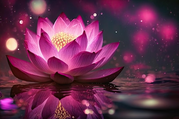 Pink Lotus Buddha Purnima Vesak Background with Copy Space for Text