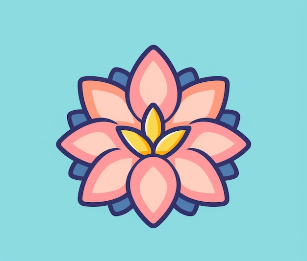 A pink lotus flower on a blue background