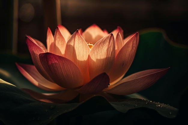 A pink lotus flower in the dark