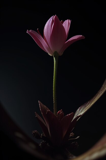 A pink lotus flower in a pot