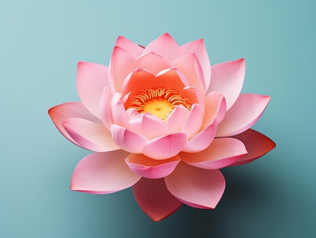 Pink lotus flower with leaves