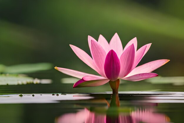 Pink lotus flower with water drops in the background