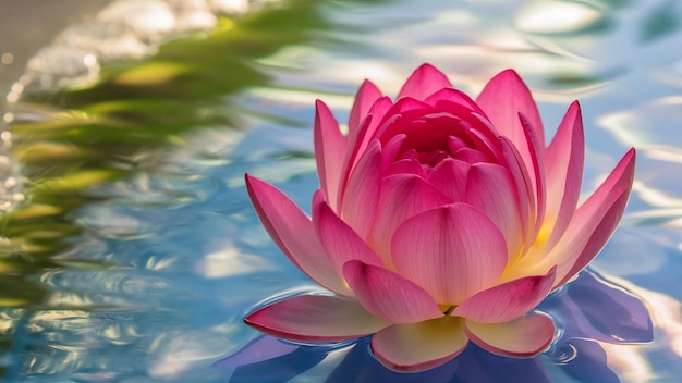 Pink lotus in pool