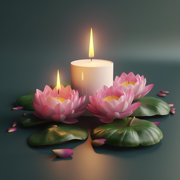 pink lotus with the candles