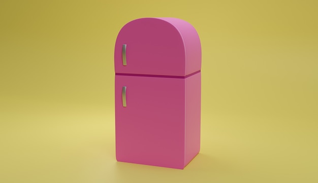 Photo pink low poly refrigerator 3d design