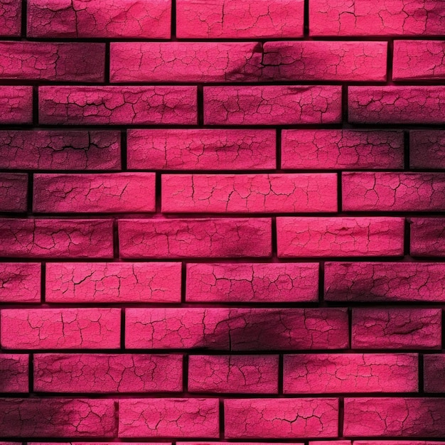 ピンクの発光美しいレンガの壁のテクスチャ タイルのシームレスな背景生成 AI