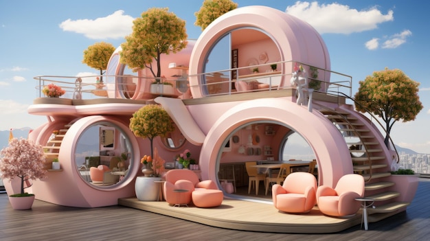 Photo pink luxury house