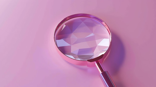 Photo pink magnifying glass on pink background 3d rendering illustration