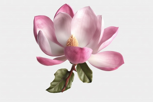 A pink magnolia flower on a white background generative ai