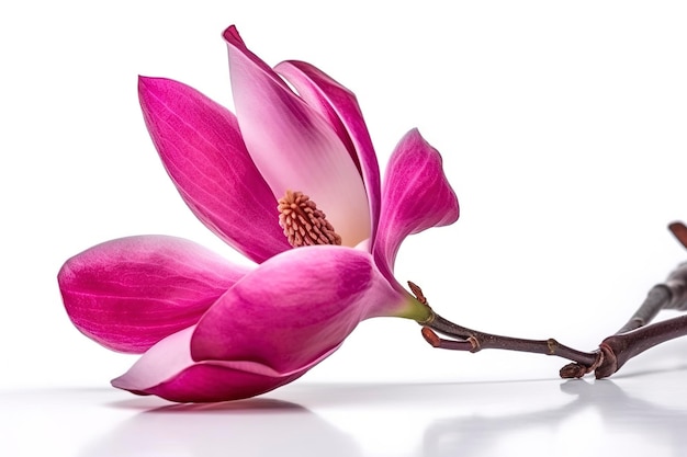 Pink magnolia on transparent background generate ai