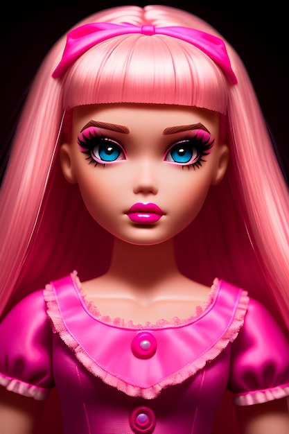 pink makeup on the girl's face in the style of a doll