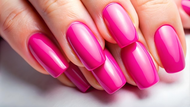 a pink manicure with a pink manicure on the front