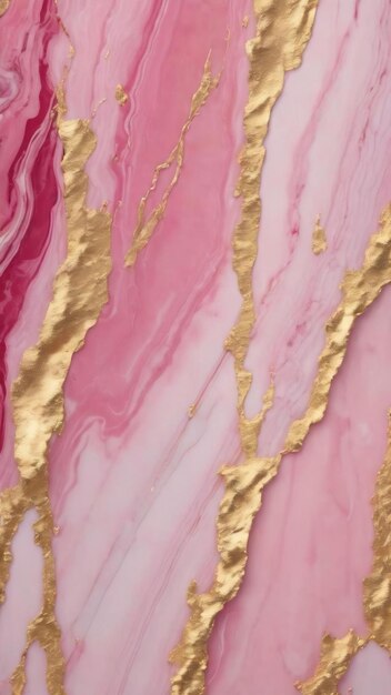 Photo pink marble background with gold lining