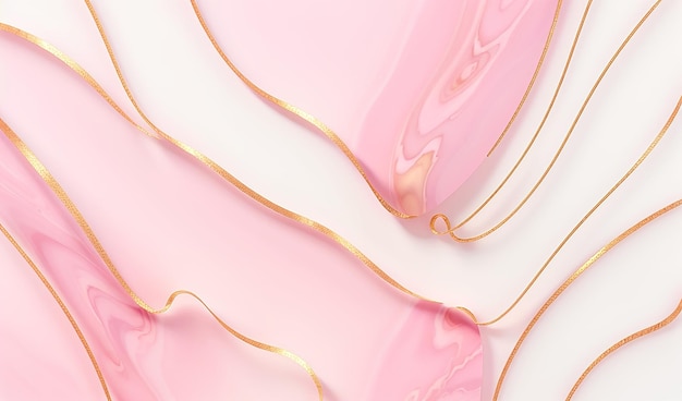 Розовый мраморный пастельный фон с золотыми линиями