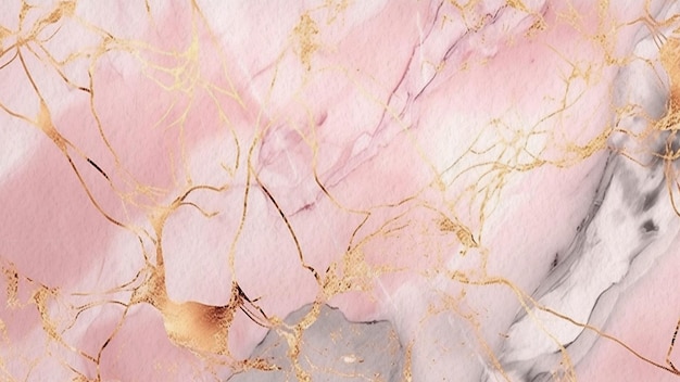 Pink marble wallpaper that is printed with gold foil.