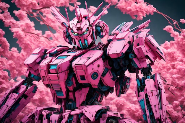 Photo pink mecha robot scifi