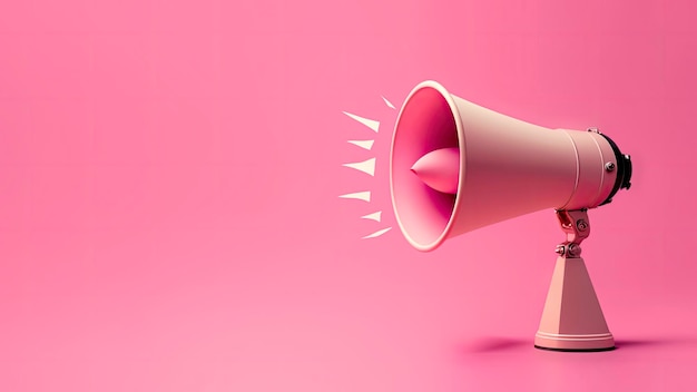 A pink megaphone with a pink background that says'pink'on it