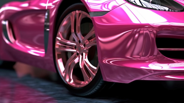 A pink mercedes - benz with pink paint on the bumper