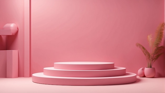 Pink Minimalist Empty Podium for Product Presentation