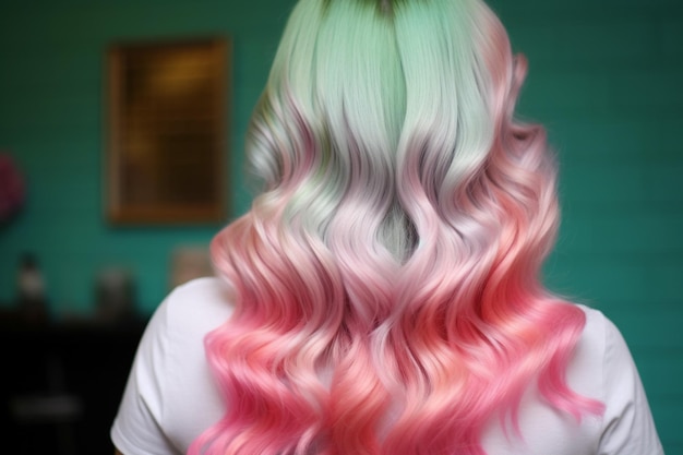 A pink and mint ombre effect