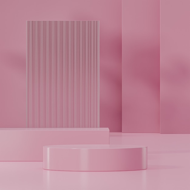 Pink modern abstract podium stage stand for product placement 3d render