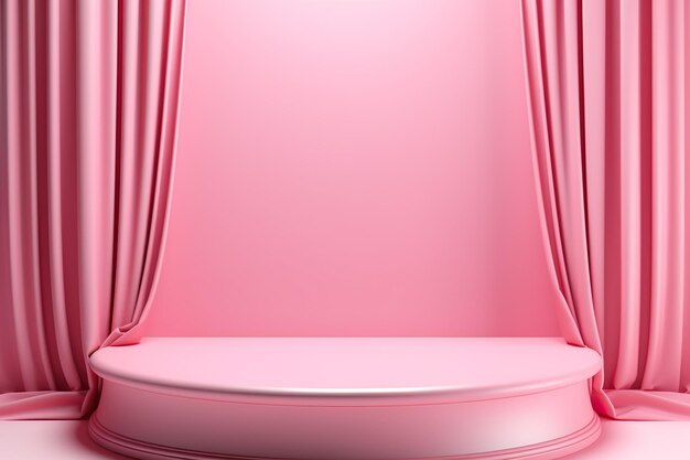 Pink modern architectural podium stage stand for product placement 3d render AI Generated