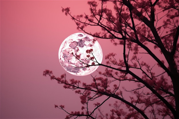 Foto luna rosa sul cielo rosa all'esterno