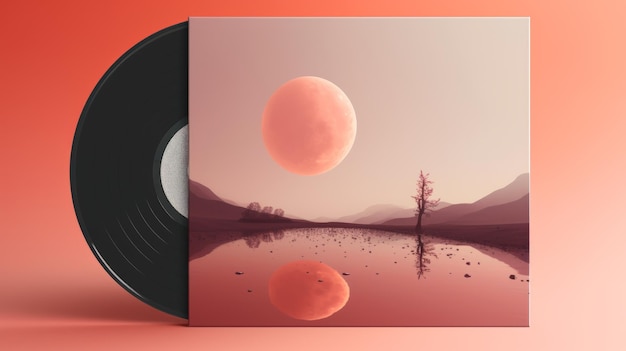 Фото Обложка lp pink moons в суперплоском стиле с реалистичными пейзажами