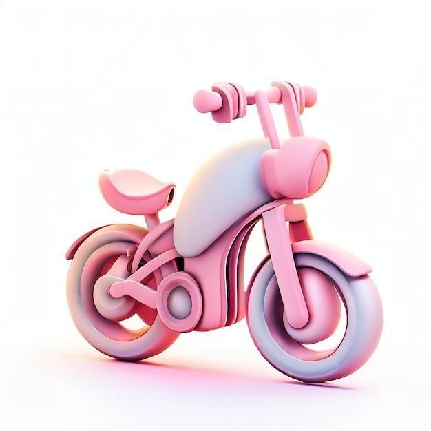 A pink motorcycle is in a white background.