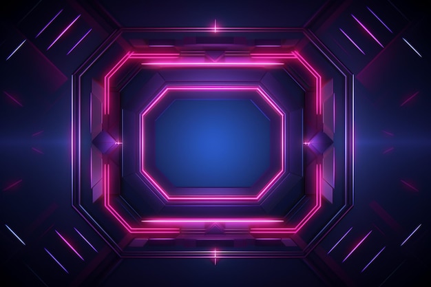 Pink neon frame on a dark background