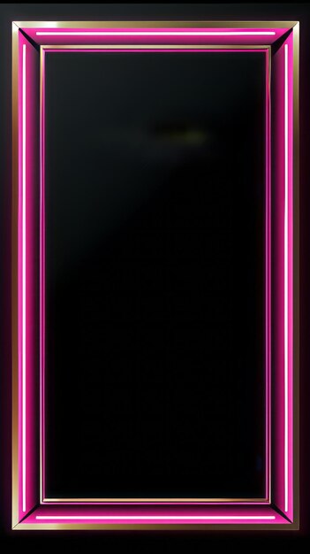 Photo a pink neon frame with a black background