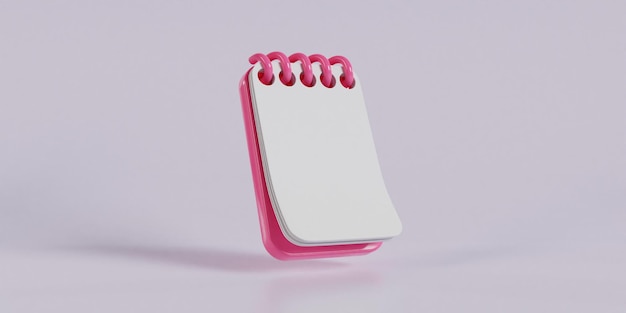 Pink Notepad And White Background 3d Illustration