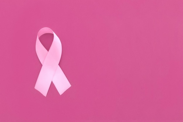 Pink October Pink ribbon on pink background