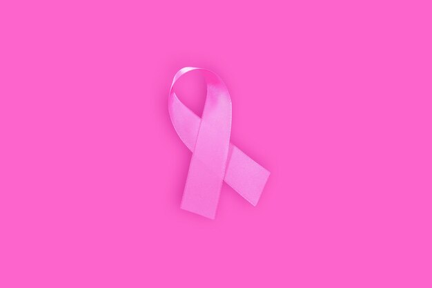 Pink October Pink ribbon on pink background