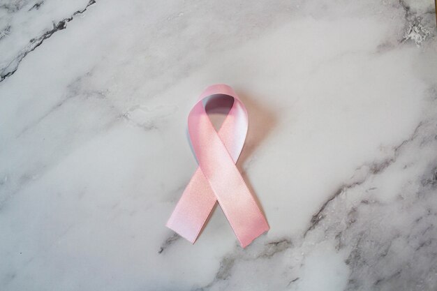 Pink October Pink ribbon on a table