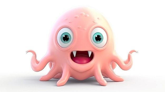 a pink octopus with big eyes and big eyes.