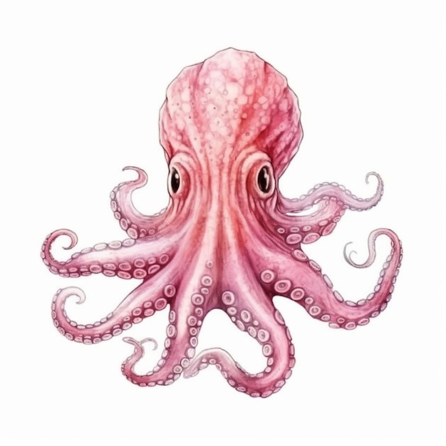 A pink octopus with a black eye.