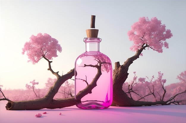 A pink oil bottle