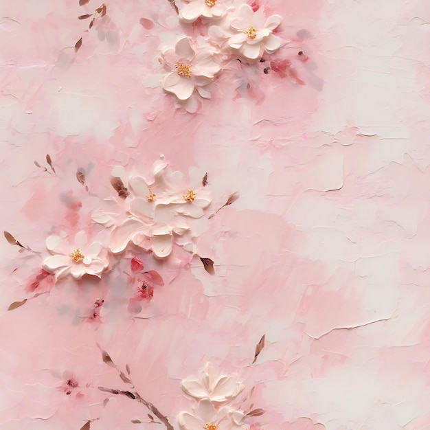 Розовые цветы с масляной краской в бесшовном рисунке Розовые цвета на заднем плане