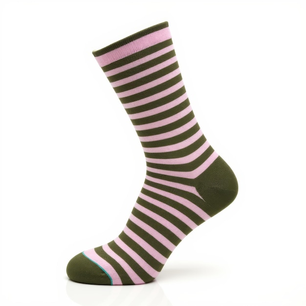 pink and olive green striped socks