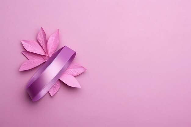 Фото Розовая или фиолетовая лента как символ осведомленности о раке молочной железы или эпилепсии и пространство для копирования всемирный день борьбы с раком