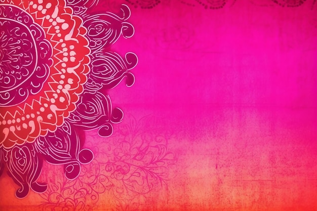 Photo a pink and orange background with a floral design in the center.