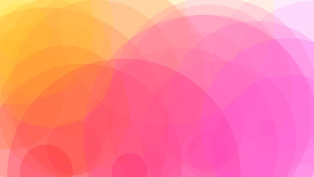 Pink and orange background with a gradient of circles.