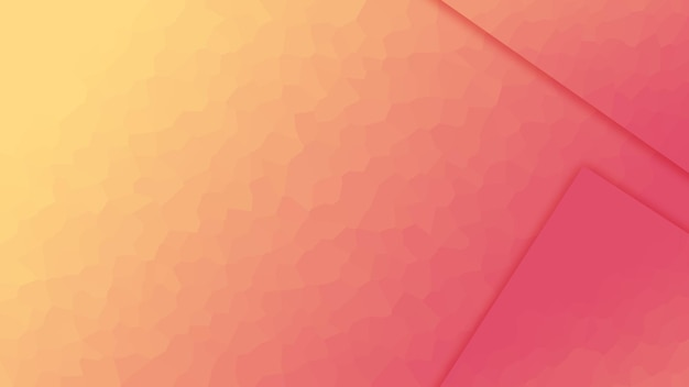 Pink and orange background with a pattern of triangles.