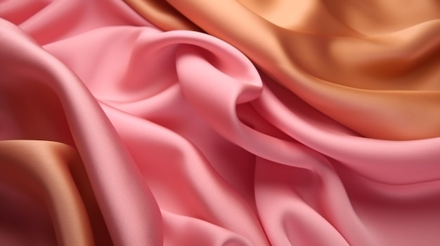 A pink and orange fabric with a pink background.