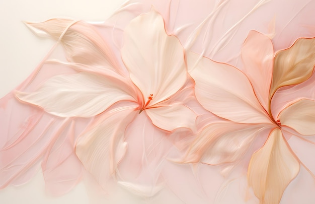A pink and orange flower is shown on a white background